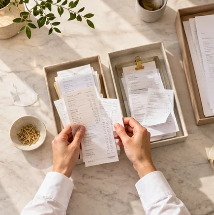 Illustrative receipt organisation for compliance records